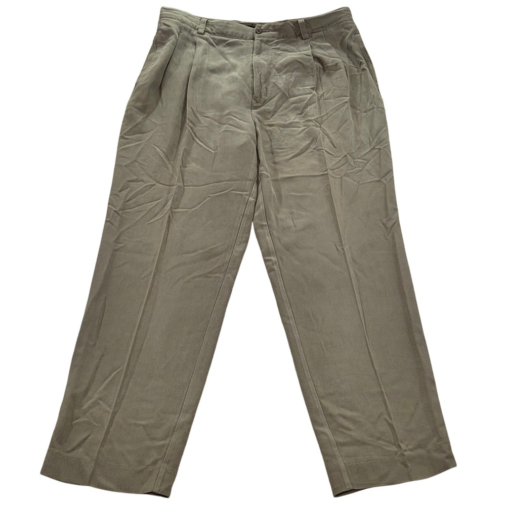 Tommy Bahama Silk Pleated Dress Pants Relax Fit‎ Khaki Mens 38x30
